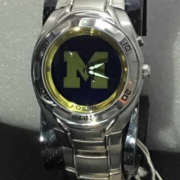 Michigan Wolverines NCAA Stainless-Steel Kaleido Watch by Fossil NEW (RARE) - Picture 2 of 9